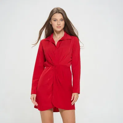 West K Shiloh Collared Plunge Neck Mini Dress In Red