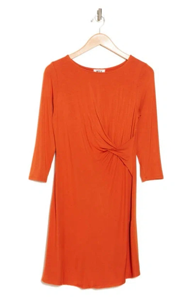 West K Side Twist Dress In Burnt Orange