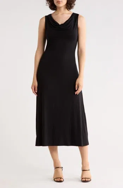 West K Sleeveless Cowl Neck Midi Dress In Black