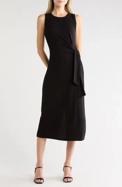 West K Sleeveless Side Tie Midi Dress In Black