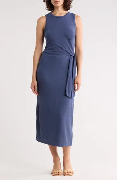 West K Sleeveless Side Tie Midi Dress In Blue