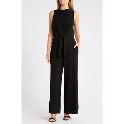 West K Sleeveless Tie Front Jumpsuit In Black