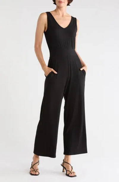 West K Sleeveless V-neck Jumpsuit In Black