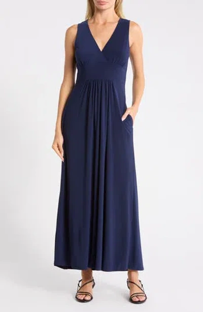 West K Sleeveless V-neck Midi Dress In Blue