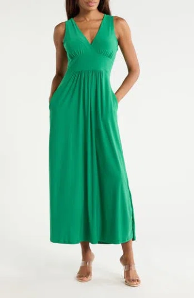 West K Sleeveless V-neck Midi Dress In Green