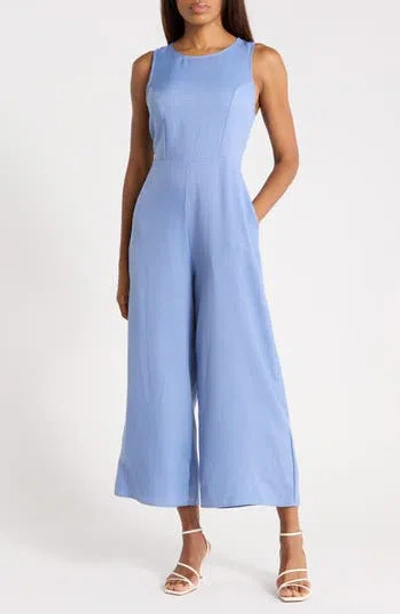 West K Sleeveless Wide Leg Jumpsuit In Blue