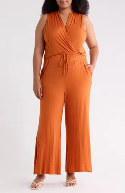 West K Sleeveless Wide Leg Jumpsuit In Orange