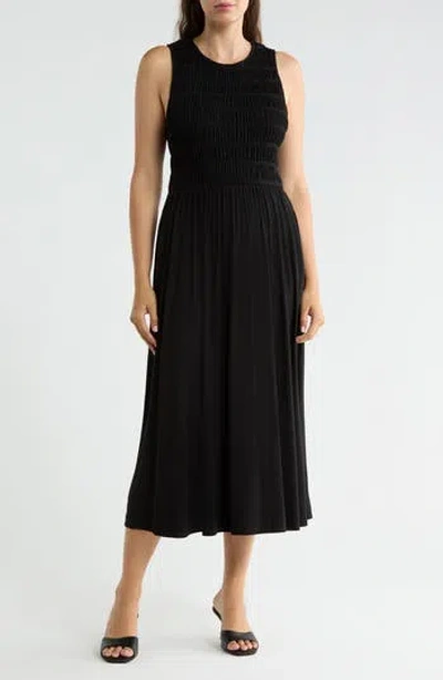 West K Smocked Bodice Fit & Flare Dress In Black