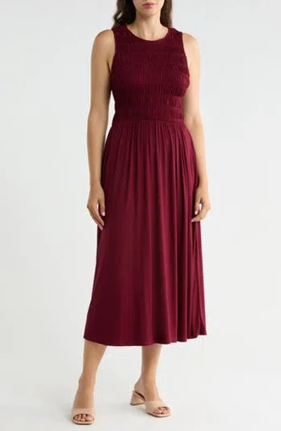 West K Smocked Bodice Fit & Flare Dress In Red