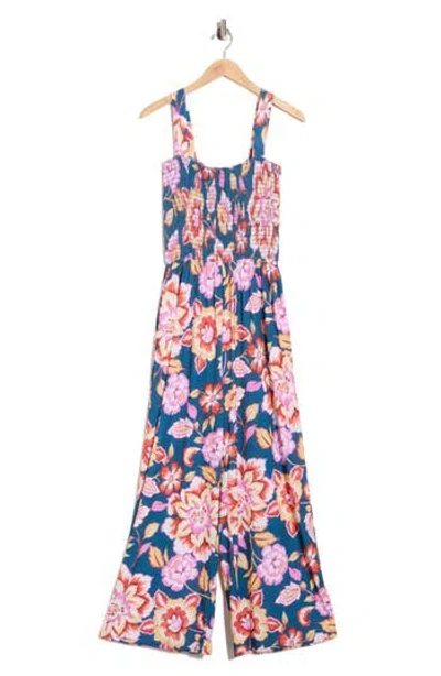 West K Smocked Knit Sleeveless Jumpsuit In Multi