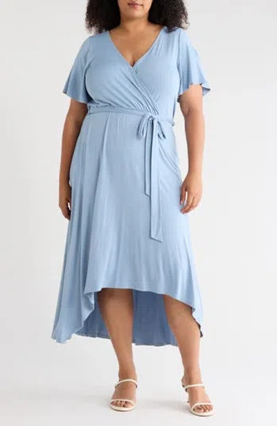 West K Solid High/low Dress In Blue