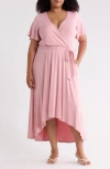 West K Solid High/low Dress In Pink