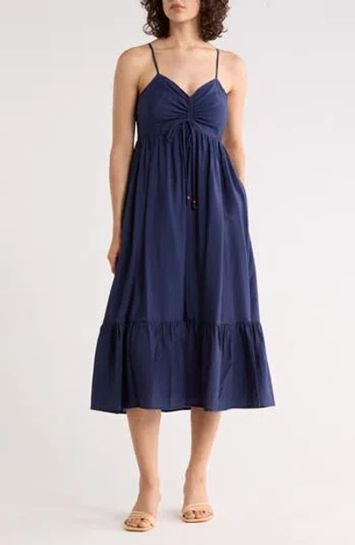 West K Spaghetti Strap Midi Dress In Blue
