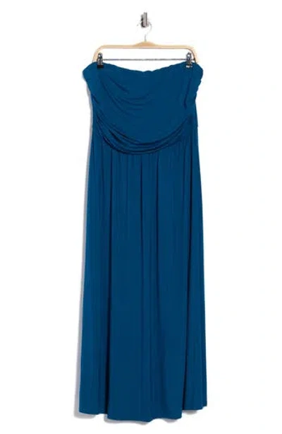 West K Strapless Maxi Dress In Teal Blue