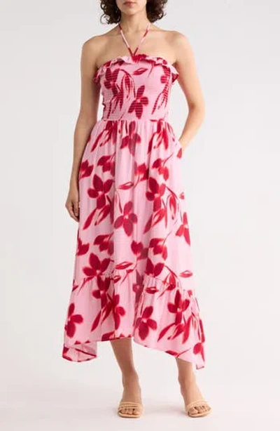 West K Strapless Midi Dress In Pink