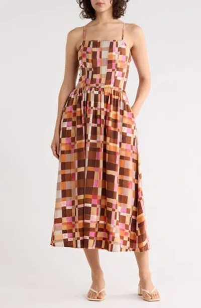 West K Strappy Smocked Back Dress In Multi