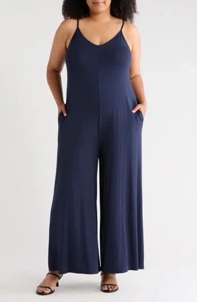 West K Strappy Wide Leg Jumpsuit In Blue