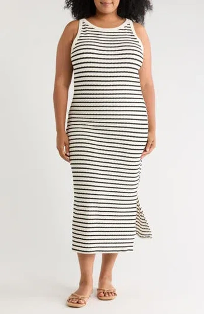 West K Stripe Midi Tank Dress In Blk Wht Stripe