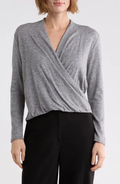 West K Surplice Knit Top In Gray