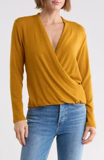 West K Surplice Knit Top In Yellow