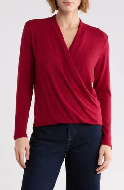 West K Surplice Knit Top In Red