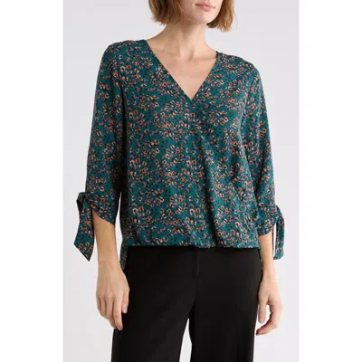 West K Surplice Tie Cuff Top In Multi