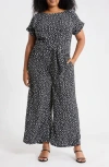 West K Tie Front Jumpsuit In Blk Multi