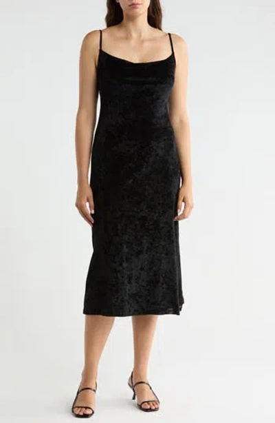 West K Velvet Midi Slipdress In Black