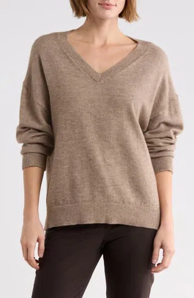 West K V-neck Oversize Sweater In Brown