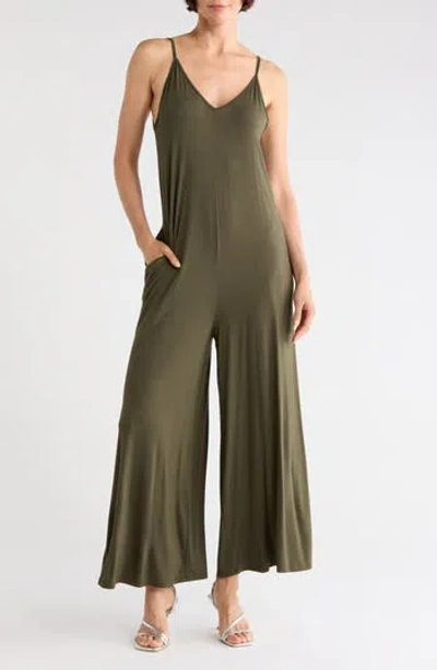 West K V-neck Strappy Jumpsuit In Green