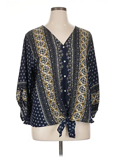 Pre-owned West Kei 3/4 Sleeve Blouse In Blue