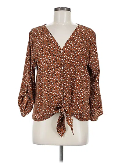 Pre-owned West Kei 3/4 Sleeve Blouse In Brown