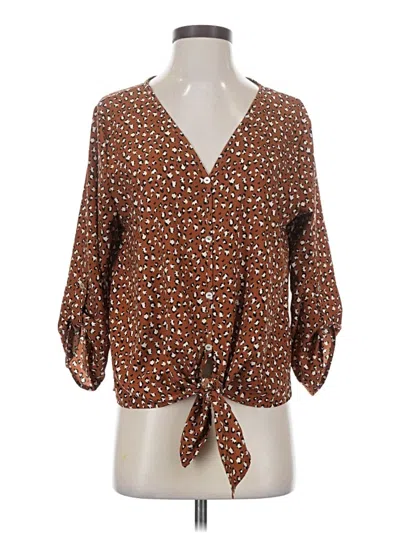 Pre-owned West Kei 3/4 Sleeve Blouse In Brown
