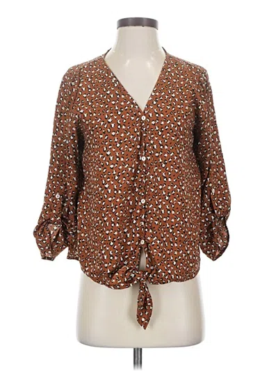 Pre-owned West Kei 3/4 Sleeve Blouse In Brown