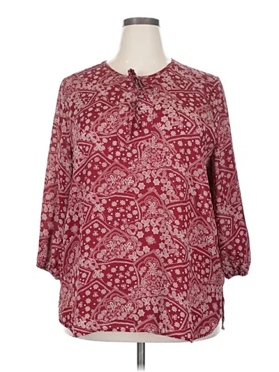 Pre-owned West Kei 3/4 Sleeve Blouse In Burgundy