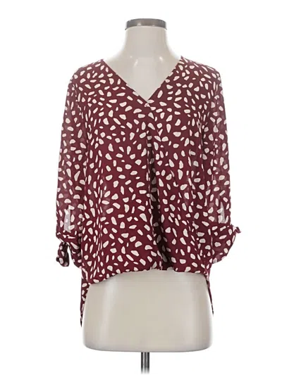 Pre-owned West Kei 3/4 Sleeve Blouse In Burgundy