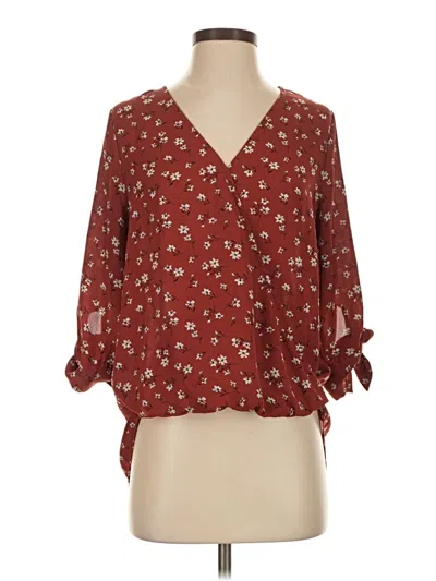 Pre-owned West Kei 3/4 Sleeve Blouse In Burgundy
