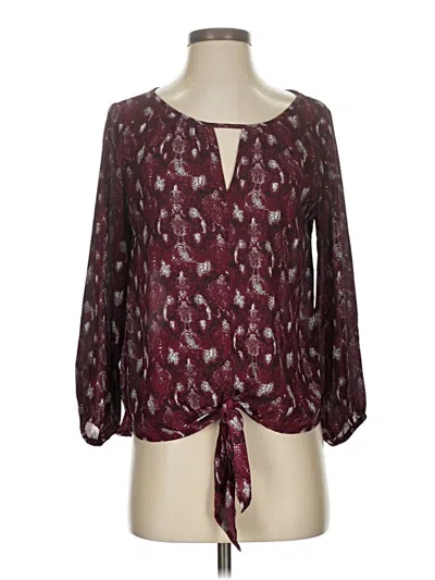 Pre-owned West Kei 3/4 Sleeve Blouse In Burgundy