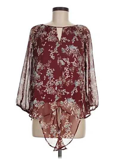 Pre-owned West Kei 3/4 Sleeve Blouse In Burgundy