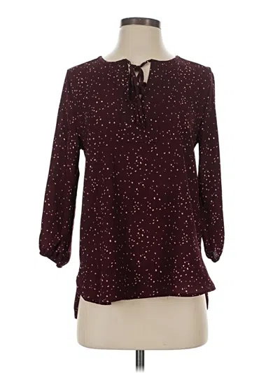 Pre-owned West Kei 3/4 Sleeve Blouse In Burgundy
