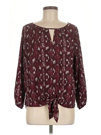 Pre-owned West Kei 3/4 Sleeve Blouse In Burgundy