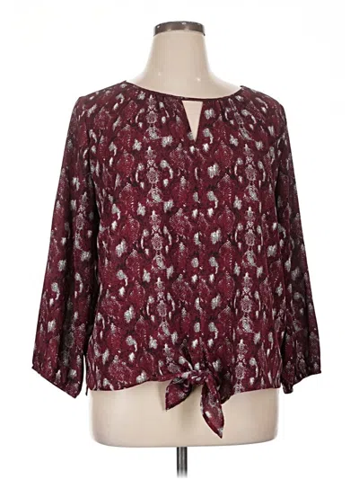 Pre-owned West Kei 3/4 Sleeve Blouse In Burgundy