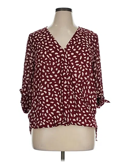 Pre-owned West Kei 3/4 Sleeve Blouse In Burgundy