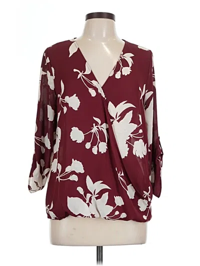 Pre-owned West Kei 3/4 Sleeve Blouse In Burgundy