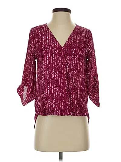 Pre-owned West Kei 3/4 Sleeve Blouse In Burgundy