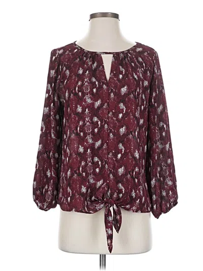 Pre-owned West Kei 3/4 Sleeve Blouse In Burgundy