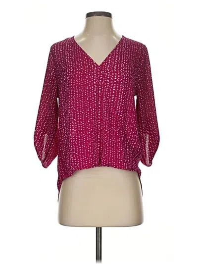 Pre-owned West Kei 3/4 Sleeve Blouse In Burgundy
