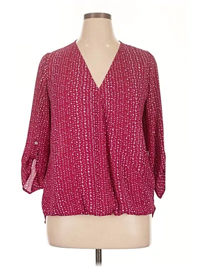 Pre-owned West Kei 3/4 Sleeve Blouse In Burgundy