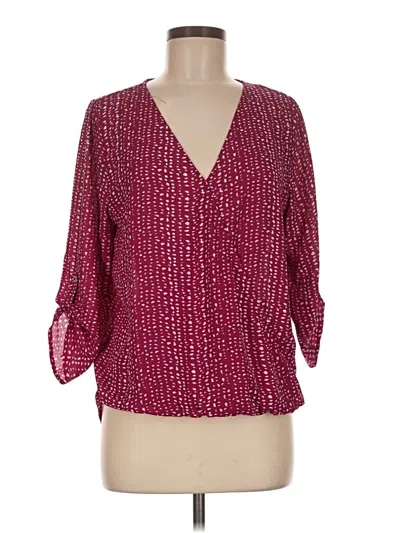 Pre-owned West Kei 3/4 Sleeve Blouse In Burgundy