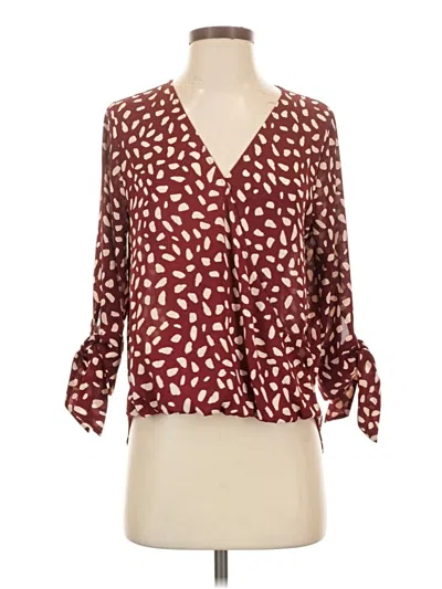 Pre-owned West Kei 3/4 Sleeve Blouse In Burgundy